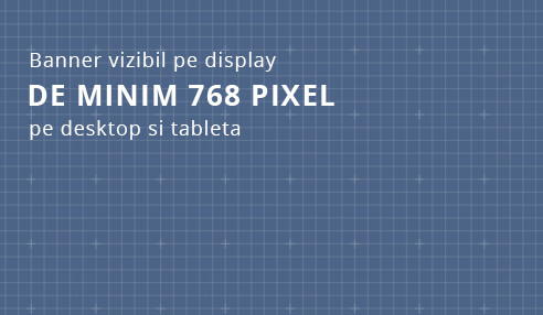 Banner vizibil pe display de minim 768 pixel pe desktop si tableta.